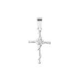Rose Cross Pendant & 3mm Rope Chain - Silver