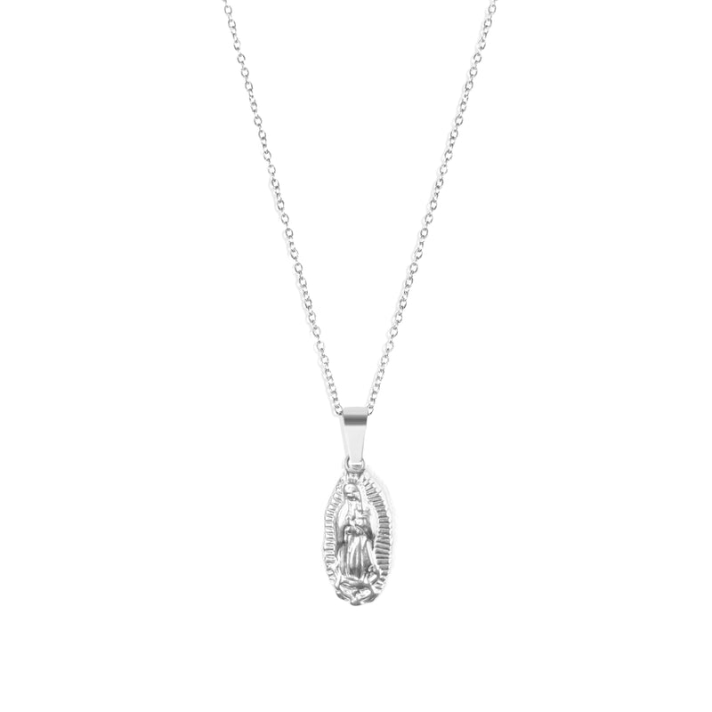 Mary Pendant & 2mm Link Chain - Silver