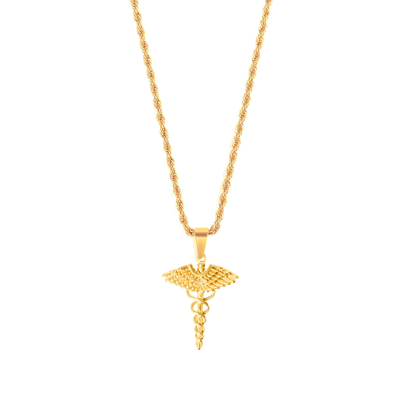 Angel Wing Pendant & 3mm Rope Chain - 18K Gold