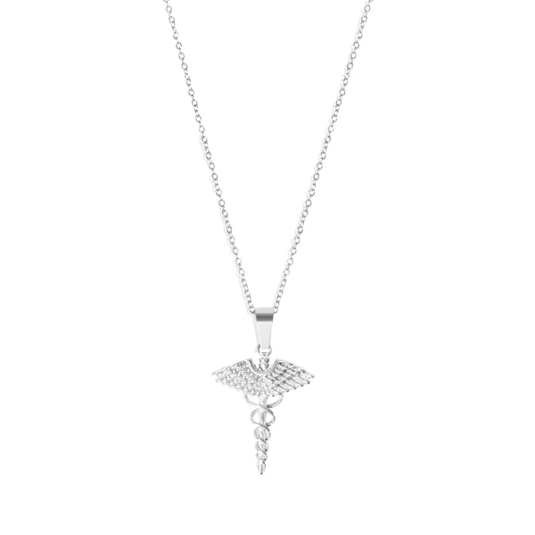 Angel Wing Pendant & 2mm Link Chain - Silver