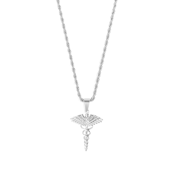 Angel Wing Pendant & 3mm Rope Chain - Silver