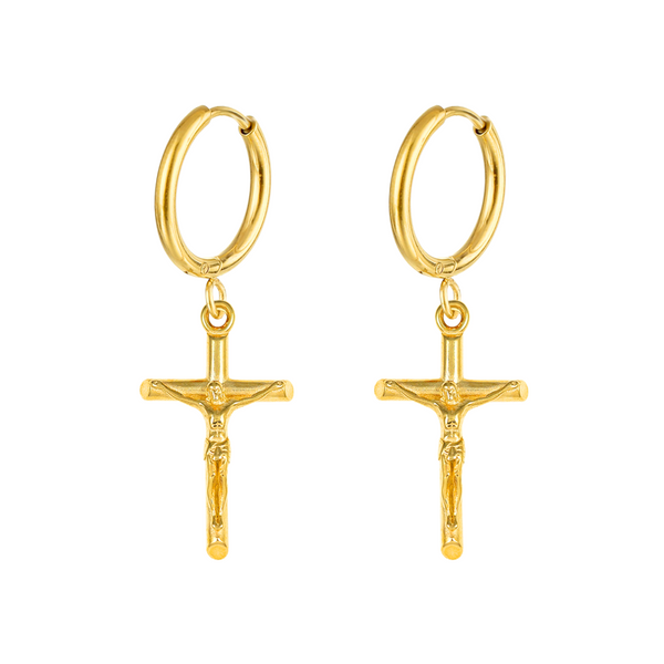 Crucifix Earring - 18K Gold