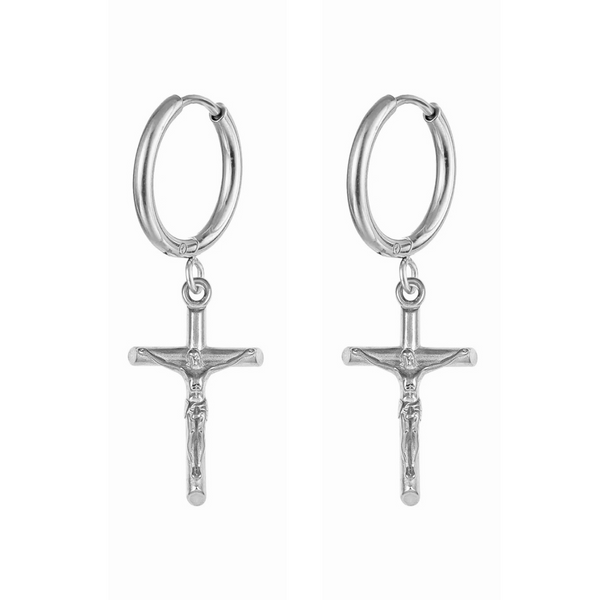 Crucifix Earring - Silver