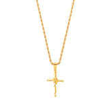 Rose Cross Pendant & 3mm Rope Chain - 18K Gold