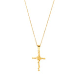 Rose Cross Pendant & 2mm Link Chain - 18K Gold