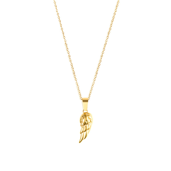 Wing Pendant & 2mm Link Chain - 18K Gold