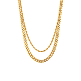 5mm Cuban Chain + 3mm Rope Chain Set - Gold