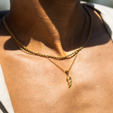 Wing Pendant & 3mm Rope Chain - 18K Gold