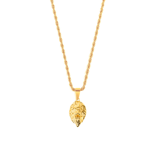 Lion Pendant & 3mm Rope Chain - 18K Gold