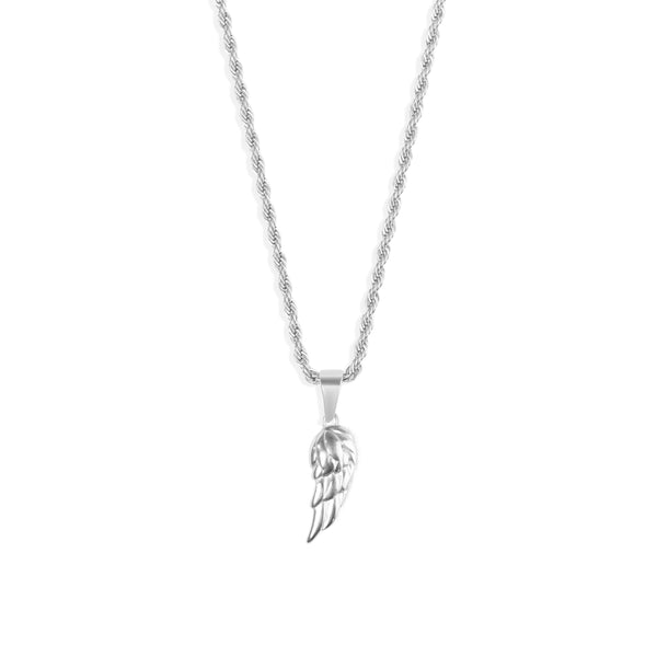 Wing Pendant & 3mm Rope Chain - Silver