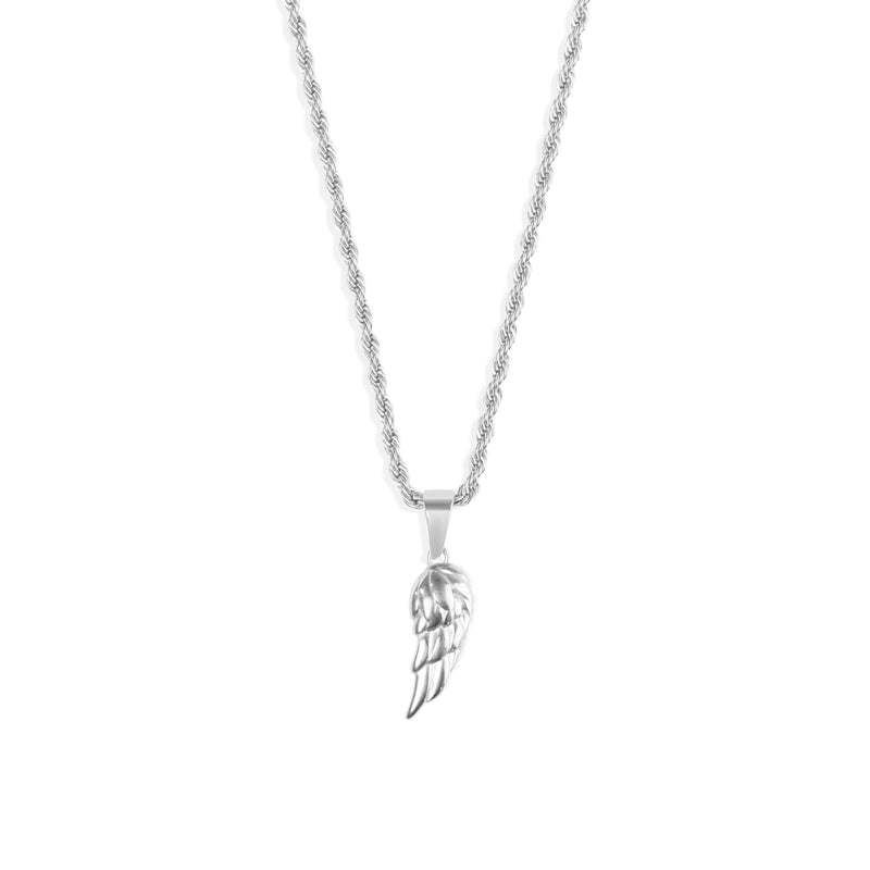 Wing Pendant & 3mm Rope Chain - Silver