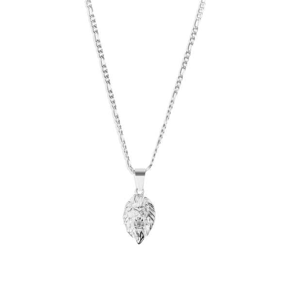 Lion Pendant & 3mm Figaro Chain - Silver