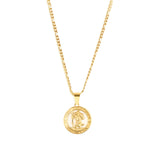 Saint Christopher Pendant & 3mm Figaro Chain - 18K Gold