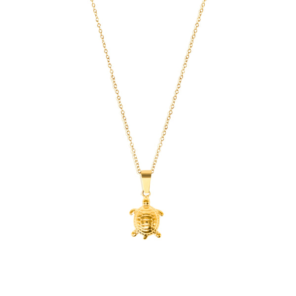 Turtle Pendant & 2mm Link Chain - 18K Gold