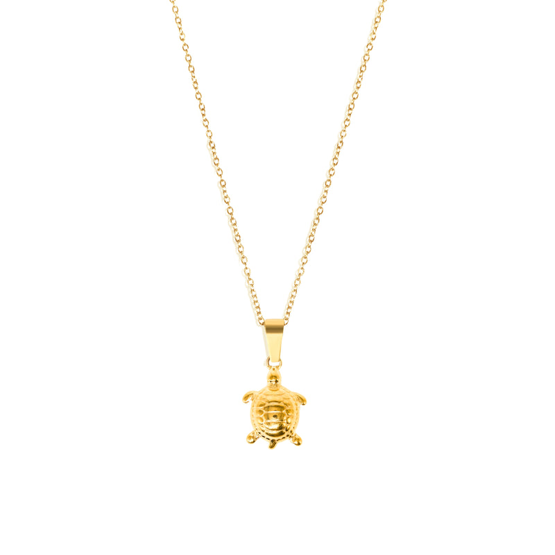 Turtle Pendant & 2mm Link Chain - 18K Gold