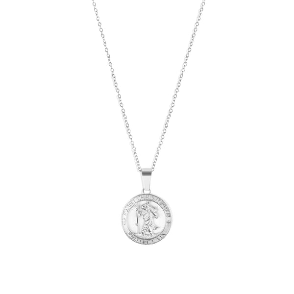 Saint Christopher Pendant & 2mm Link Chain - Silver