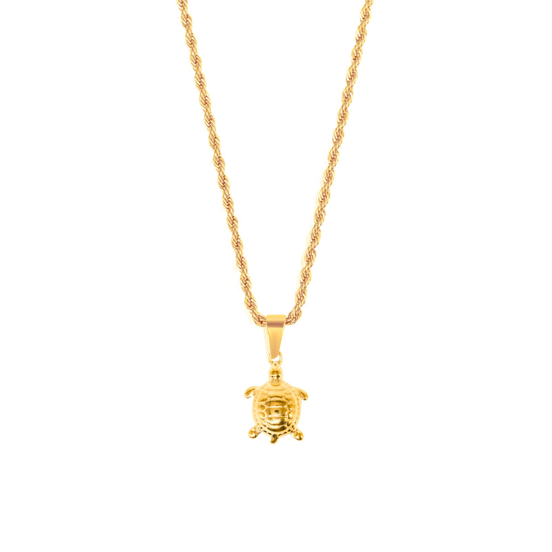 Turtle Pendant & 3mm Rope Chain - 18K Gold