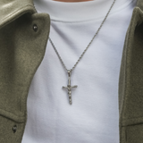 Crucifix Pendant & 3mm Rope Chain - Silver