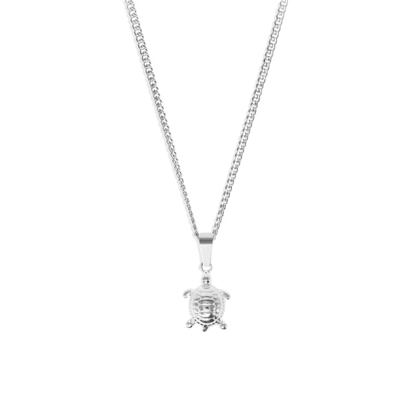 Turtle Pendant & 3mm Cuban Chain - Silver