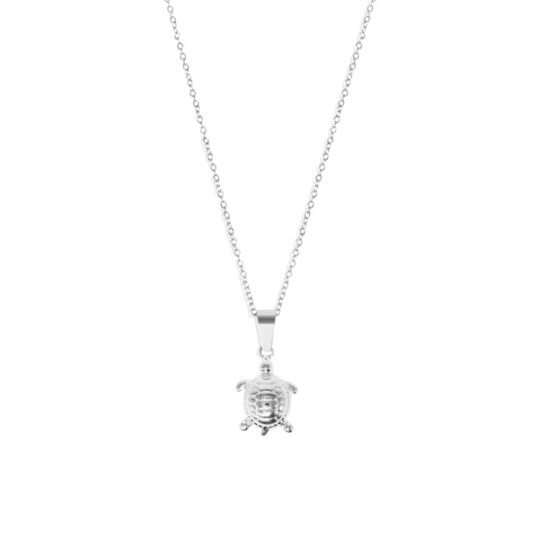 Turtle Pendant & 2mm Link Chain - Silver