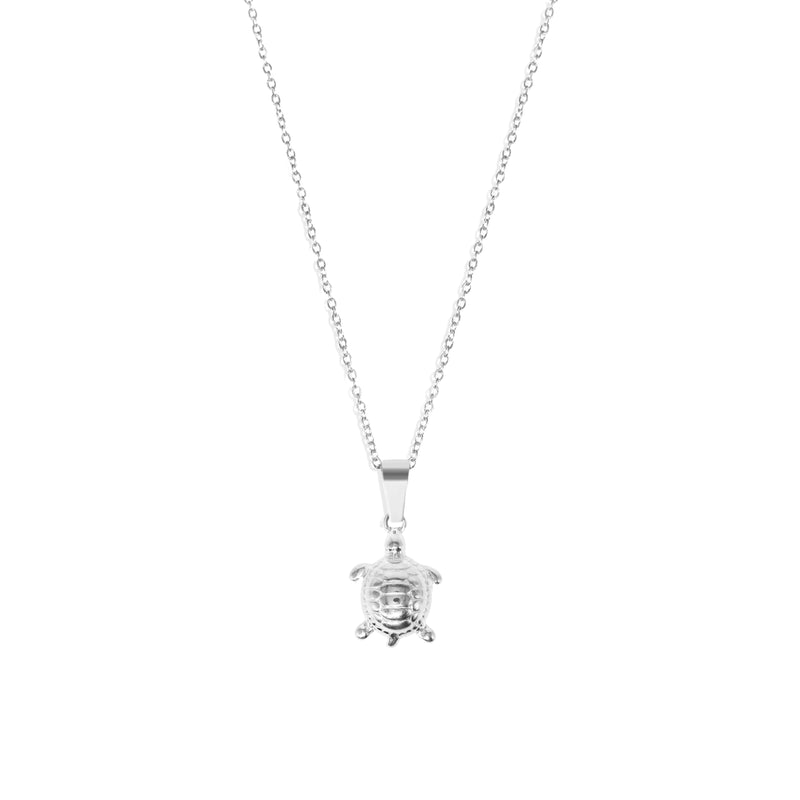 Turtle Pendant & 2mm Link Chain - Silver