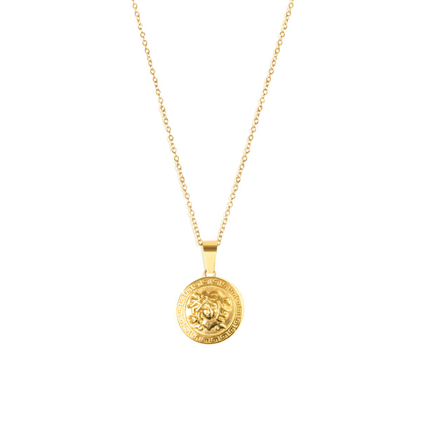 Medusa Pendant & 2mm Link Chain - 18K Gold