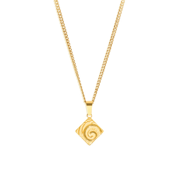 Ammonite Pendant & 3mm Cuban Chain - 18K Gold