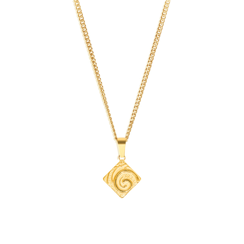 Ammonite Pendant & 3mm Cuban Chain - 18K Gold