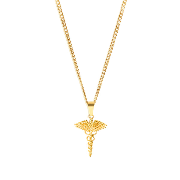 Angel Wing Pendant & 3mm Cuban Chain - 18K Gold