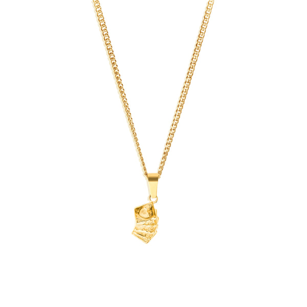 Playing Cards Pendant & 3mm Cuban Chain - 18K Gold