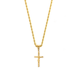 Crucifix Pendant & 3mm Rope Chain - 18K Gold