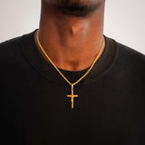 Crucifix Pendant & 3mm Rope Chain - 18K Gold