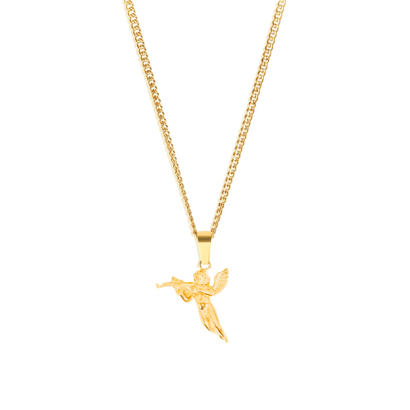 Cupid Pendant & 3mm Cuban Chain - 18K Gold