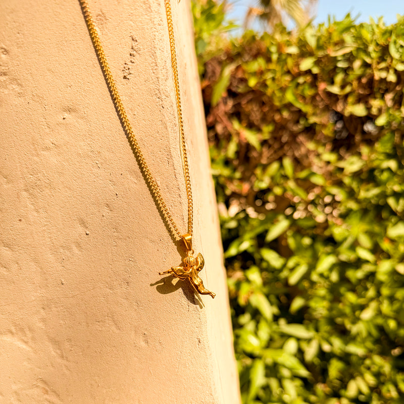 Cupid Pendant & 3mm Rope Chain - 18K Gold