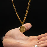 Sun Pendant & 3mm Cuban Chain - 18K Gold