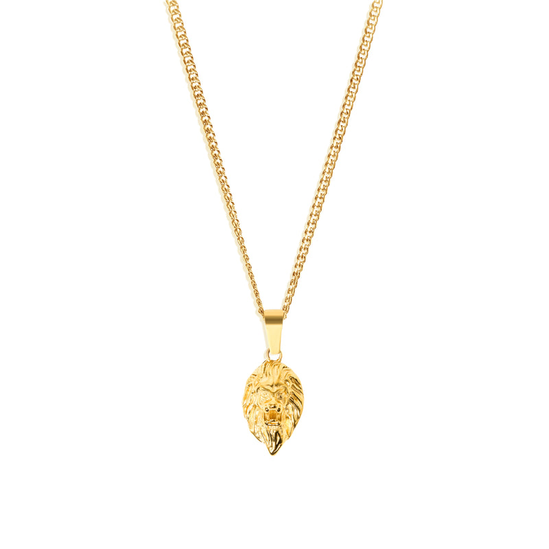 Lion Pendant & 3mm Cuban Chain - 18K Gold