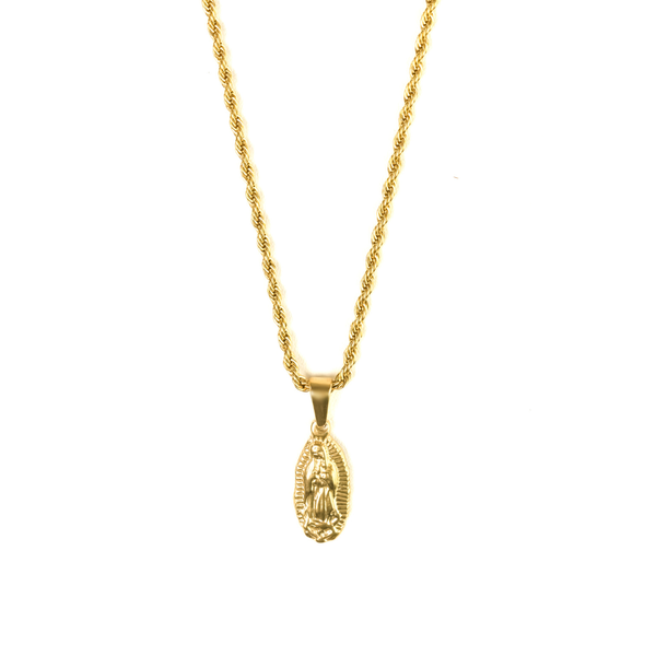 Mary Pendant & 3mm Rope Chain - 18K Gold