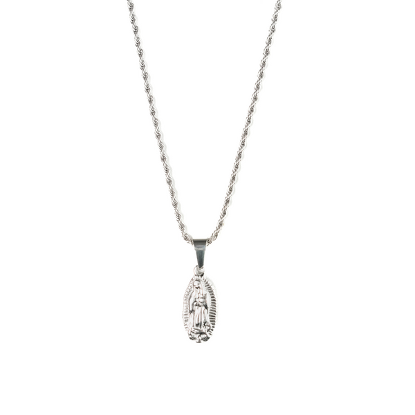 Mary Pendant & 3mm Rope Chain - Silver