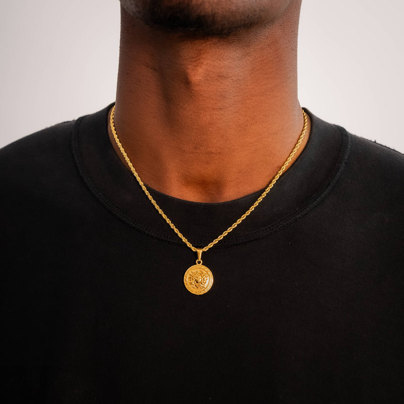 Medusa Pendant & 3mm Rope Chain - 18K Gold