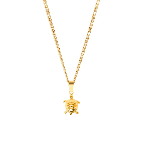 Turtle Pendant & 3mm Cuban Chain - 18K Gold