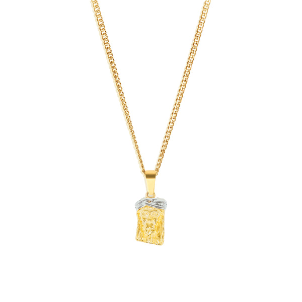 Two-Tone Jesus Pendant & 3mm Cuban Chain - 18K Gold