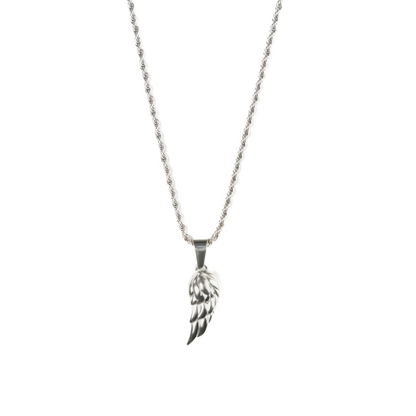 Wing Pendant & 3mm Rope Chain - Silver
