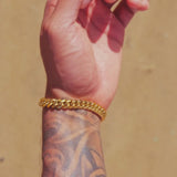 8mm Cuban Chain + Bracelet Set - 18K Gold