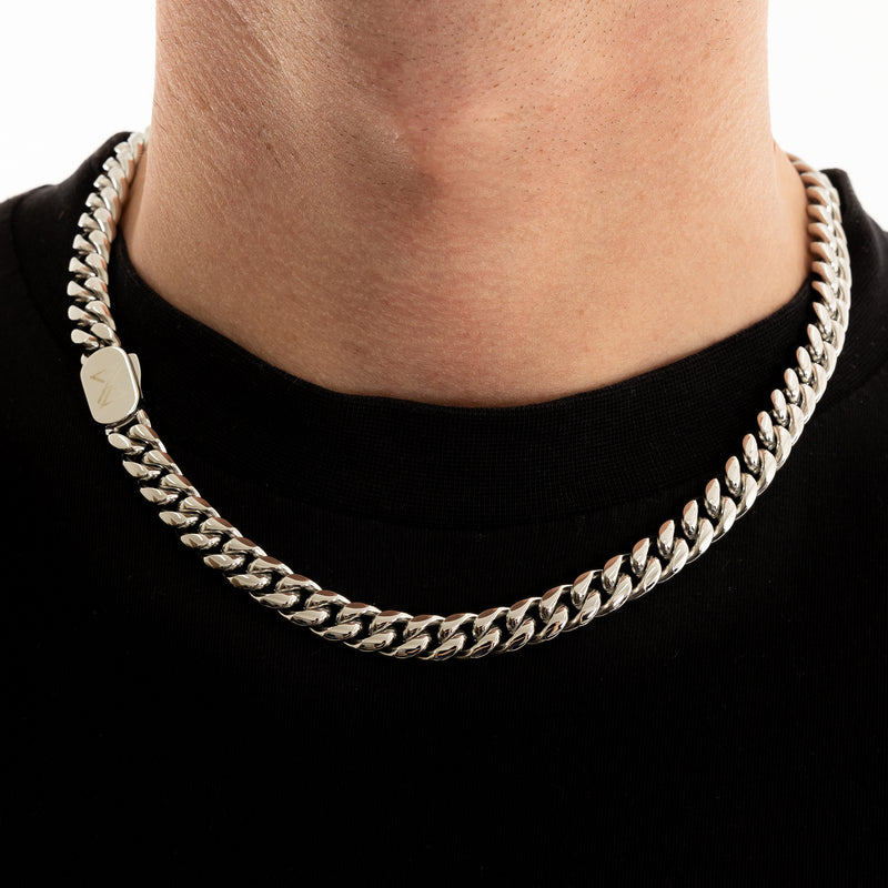 10mm Cuban Chain + Bracelet Set - Silver