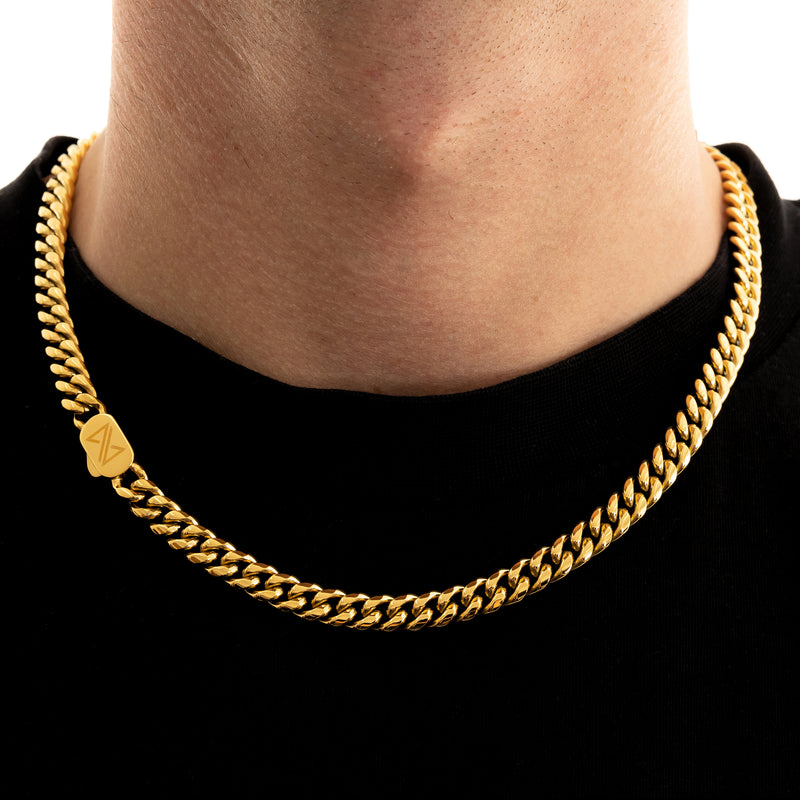 8mm Cuban Chain + Bracelet Set - 18K Gold