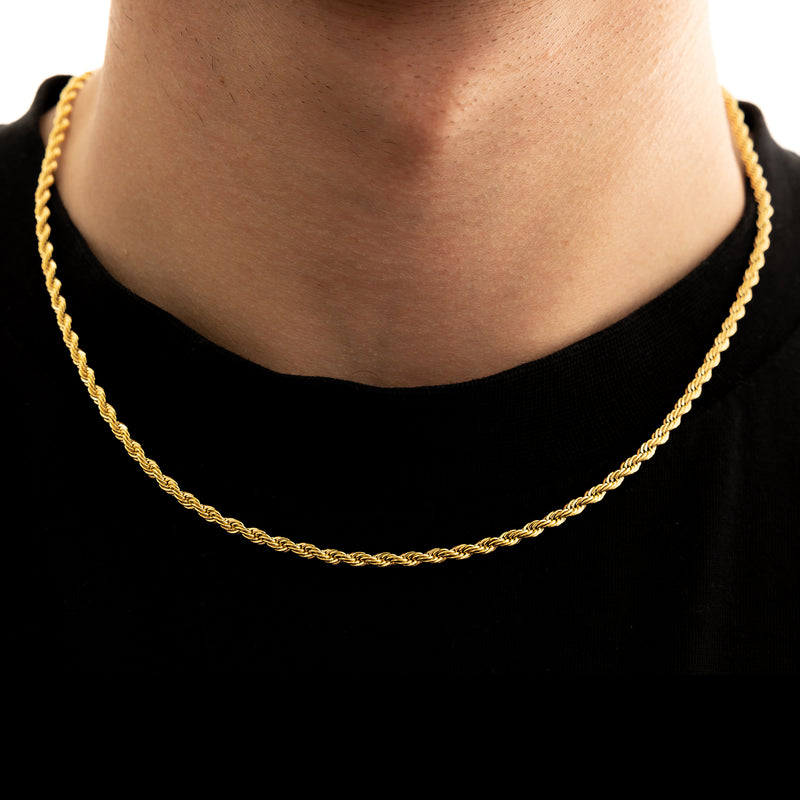 5mm Cuban Chain + 3mm Rope Chain Set - Gold