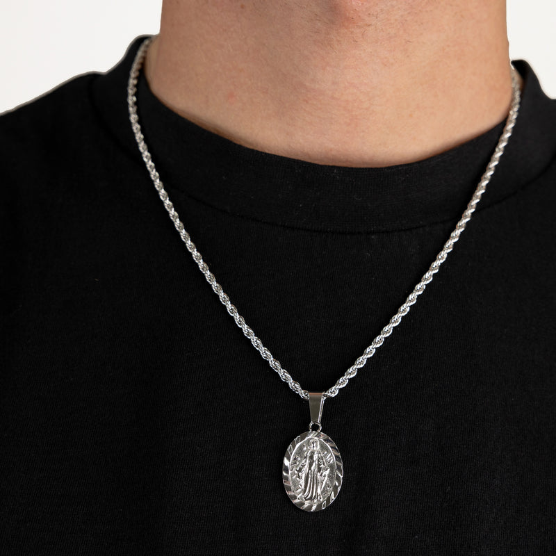 2mm Oval Virgin Mary Pendant Necklace - Men Women Jewelry Trendy Gold –  Deals DejaVu